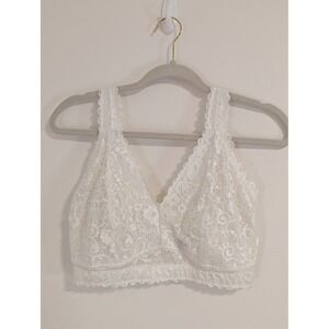 Parfait Lace Bralette White Plunging V Neck Wirefree Comfort Bra Size 34G
